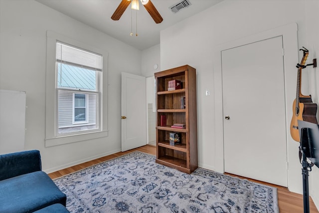 1710 Mckenzie Ave, Waco, TX 76708 - sitting room featuring a ceiling fan and light wood finished floors