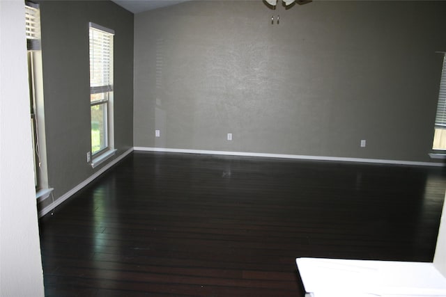 4720 Scots Briar Ln, Fort Worth, TX 76137 - empty room with hardwood / wood-style floors, baseboards, and a ceiling fan