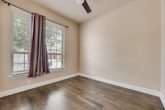 6809 Gallatin St, Mckinney, TX 75070 - unfurnished room featuring healthy amount of natural light, baseboards, dark wood-style flooring, and ceiling fan
