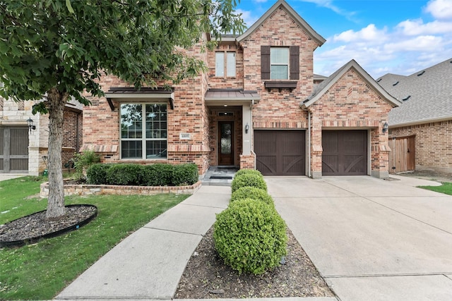 6809 Gallatin St, Mckinney, TX 75070 - view of front of home featuring brick siding, driveway, and a front lawn
