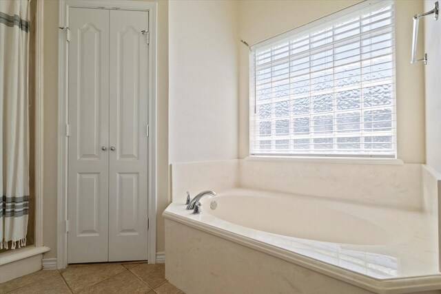 208 Burtonwood Cir, Ovilla, TX 75154 - full bathroom featuring a closet, a garden tub, and tile patterned flooring
