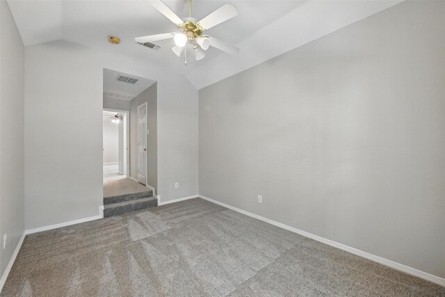 9228 Winslow Ct, North Richland Hills, TX 76182 - carpeted empty room featuring ceiling fan, vaulted ceiling, and baseboards