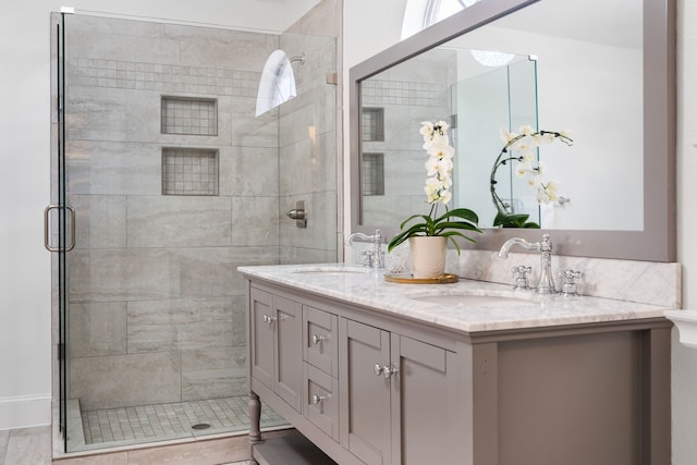 306 Stonecrest Rd, Argyle, TX 76226 - bathroom with double vanity and a shower stall