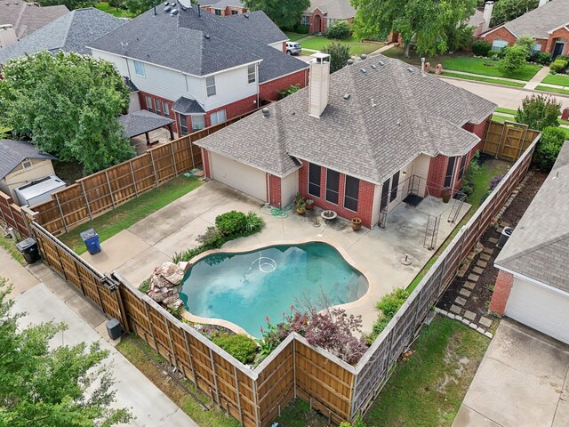9718 Prestmont Pl, Frisco, TX 75035 - view of pool featuring a fenced backyard, a residential view, and a patio