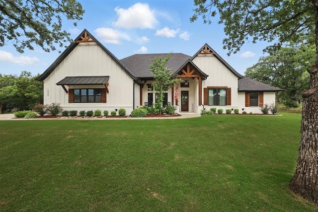 1020 Sky Rd, Weatherford, TX 76087 - modern inspired farmhouse with a front yard, board and batten siding, and roof with shingles