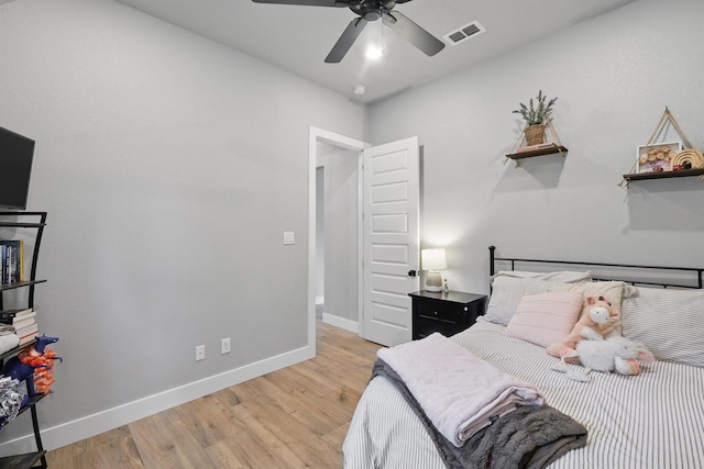 1020 Sky Rd, Weatherford, TX 76087 - bedroom featuring light wood-style flooring, baseboards, and ceiling fan