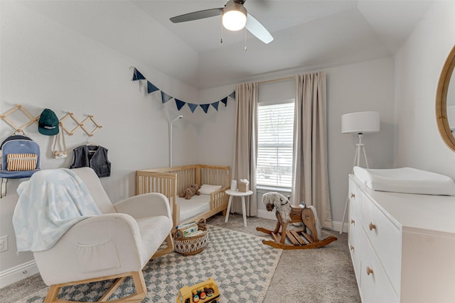 508 Vasant Dr, Royse City, TX 75189 - bedroom featuring vaulted ceiling, light carpet, baseboards, and ceiling fan