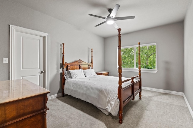 3723 Parkwood Ln, Denison, TX 75020 - bedroom featuring baseboards, light colored carpet, and ceiling fan