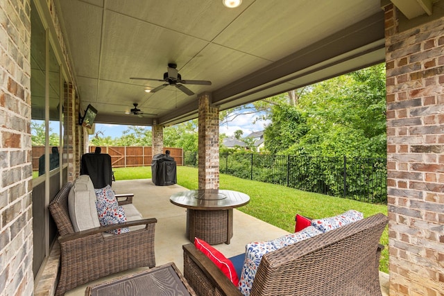3723 Parkwood Ln, Denison, TX 75020 - view of patio / terrace with ceiling fan and outdoor lounge area