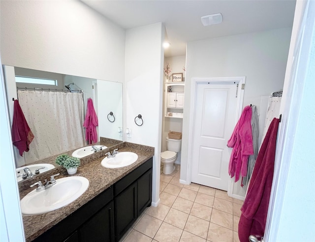 328 Foxhunter St, Fort Worth, TX 76131 - full bath with toilet, double vanity, and tile patterned floors