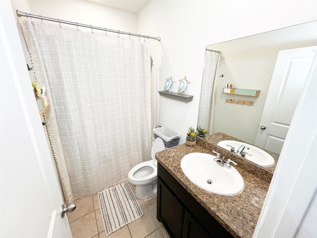 328 Foxhunter St, Fort Worth, TX 76131 - full bathroom with vanity, tile patterned flooring, toilet, and a shower with shower curtain