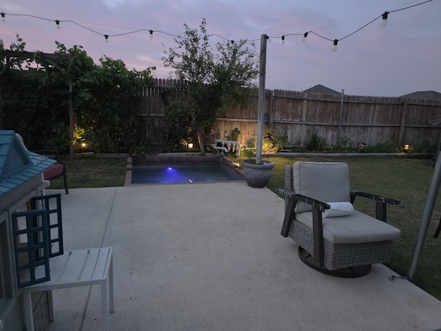 328 Foxhunter St, Fort Worth, TX 76131 - fenced backyard with a patio and a jacuzzi