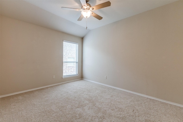 905 Ridge Dr, Little Elm, TX 75068 - spare room with carpet flooring, baseboards, lofted ceiling, and ceiling fan