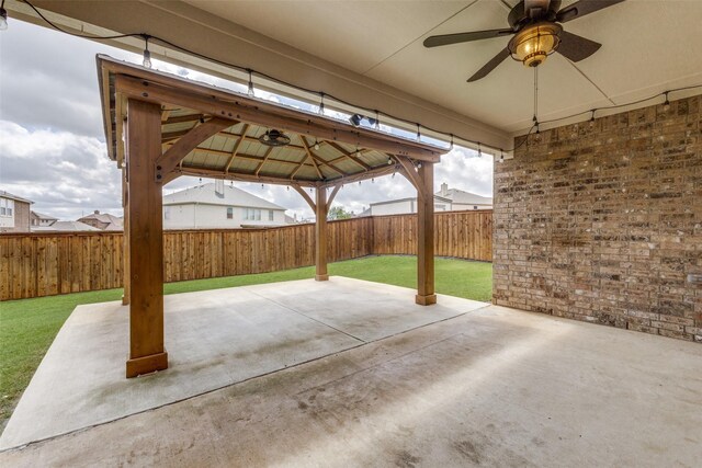 905 Ridge Dr, Little Elm, TX 75068 - view of patio / terrace featuring a ceiling fan and a gazebo