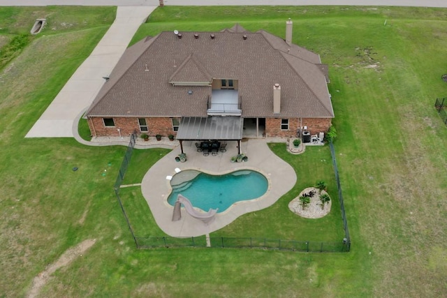 1235 Meredith Creek Ln, Fort Worth, TX 76179 - swimming pool featuring a water slide and a patio area