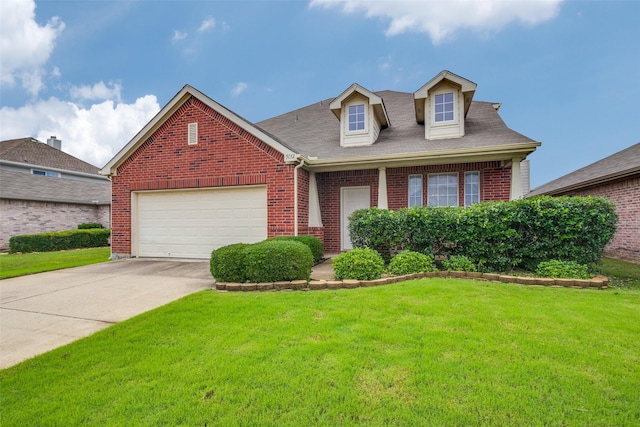 5132 Senator Dr, Fort Worth, TX 76244 - view of front facade featuring brick siding, an attached garage, a front yard, and concrete driveway