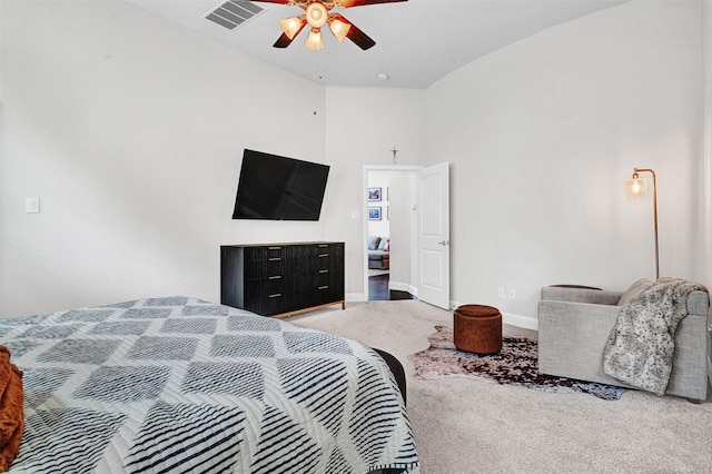 768 Telemark Trl, Frisco, TX 75036 - carpeted bedroom featuring vaulted ceiling, baseboards, and ceiling fan