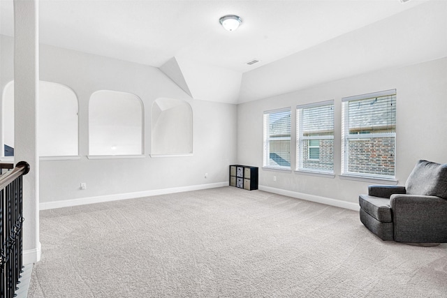768 Telemark Trl, Frisco, TX 75036 - sitting room with carpet flooring, baseboards, and lofted ceiling