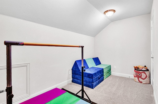 768 Telemark Trl, Frisco, TX 75036 - game room featuring lofted ceiling, carpet flooring, and baseboards