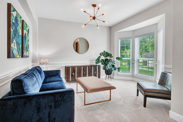 768 Telemark Trl, Frisco, TX 75036 - carpeted living area featuring a chandelier