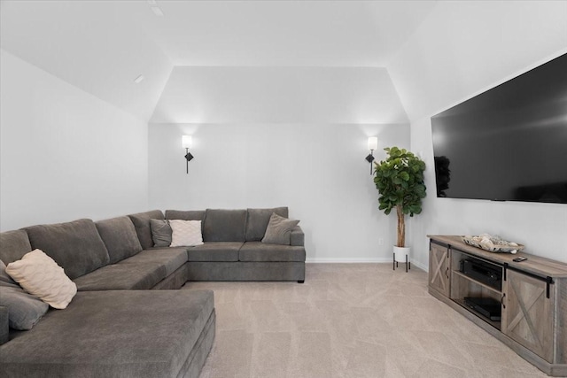929 Lady Tessala Ave, Lewisville, TX 75056 - living area with vaulted ceiling, light carpet, and baseboards