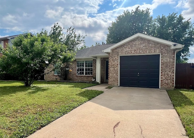 7208 Autumn Run Dr, Forest Hill, TX 76140 - ranch-style house with a front yard, an attached garage, concrete driveway, and brick siding