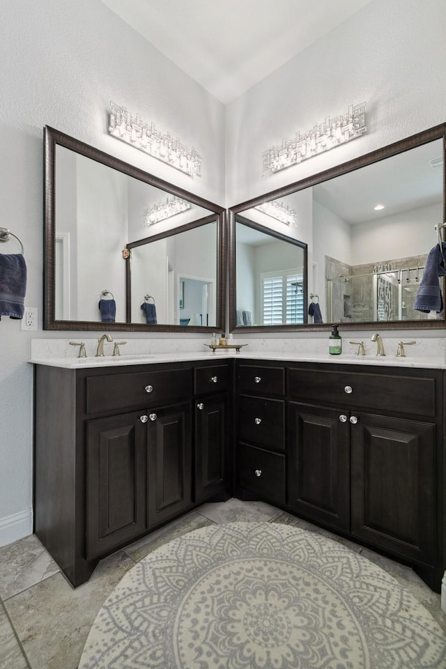 15236 Holly Bay Ct, Aledo, TX 76008 - bathroom featuring double vanity and a stall shower