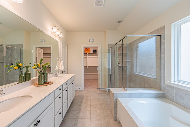2923 Ash Ave, Melissa, TX 75454 - full bathroom featuring double vanity, plenty of natural light, a shower stall, and a bath
