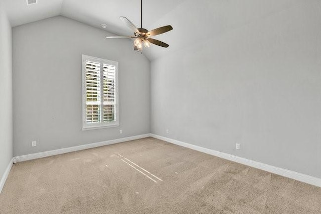 8141 Meadow Valley Dr, Mckinney, TX 75071 - unfurnished room featuring lofted ceiling, ceiling fan, carpet floors, and baseboards