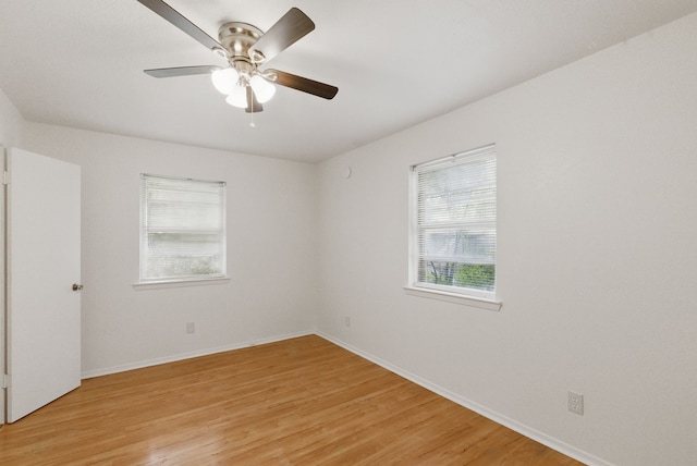 805 S Rusk St, Weatherford, TX 76086 - empty room featuring light wood-type flooring, baseboards, and ceiling fan