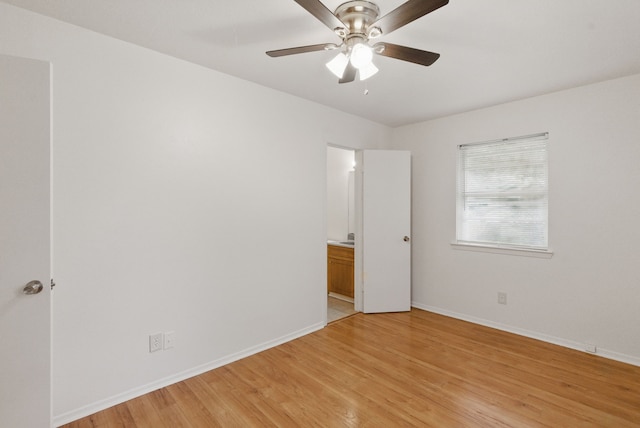 805 S Rusk St, Weatherford, TX 76086 - spare room with baseboards, light wood-type flooring, and a ceiling fan