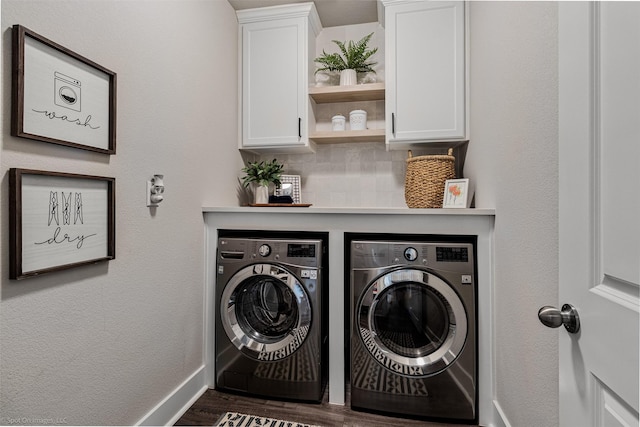 752 Fletcher Dr, Fate, TX 75087 - washroom with cabinet space, independent washer and dryer, baseboards, wood finished floors, and a bar