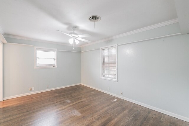 133 SE Newton Dr, Burleson, TX 76028 - spare room with crown molding, ceiling fan, wood finished floors, and baseboards