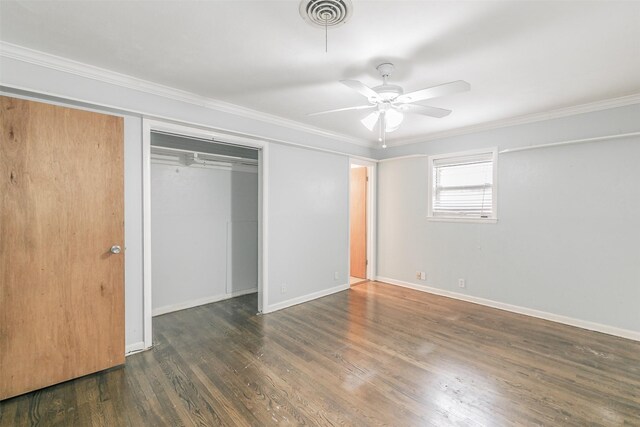 133 SE Newton Dr, Burleson, TX 76028 - unfurnished bedroom with baseboards, wood finished floors, ornamental molding, and a closet