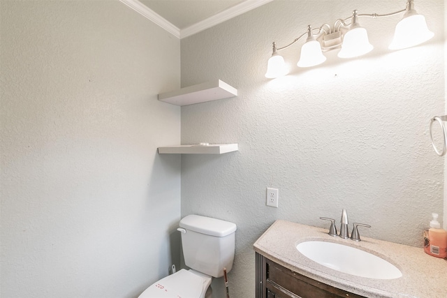 133 SE Newton Dr, Burleson, TX 76028 - bathroom featuring toilet, crown molding, and vanity