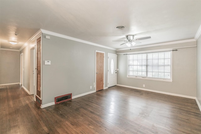 133 SE Newton Dr, Burleson, TX 76028 - unfurnished room featuring a ceiling fan, ornamental molding, wood finished floors, and baseboards