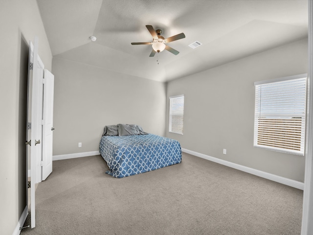9100 Cacti Ct, Fort Worth, TX 76036 - bedroom with carpet, lofted ceiling, baseboards, and ceiling fan