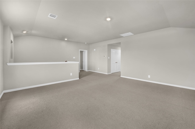 9100 Cacti Ct, Fort Worth, TX 76036 - spare room featuring vaulted ceiling, baseboards, carpet, and recessed lighting