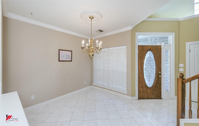 3635 Greenacres Place Dr Unit 350, Bossier City, LA 71111 - entrance foyer with a chandelier, ornamental molding, and baseboards