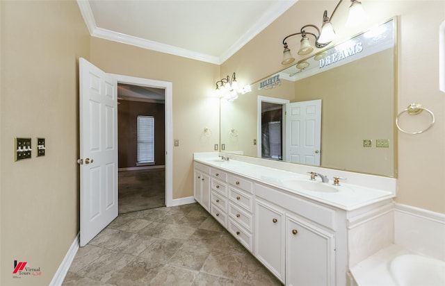 3635 Greenacres Place Dr Unit 350, Bossier City, LA 71111 - bathroom featuring ornamental molding, double vanity, and a bath