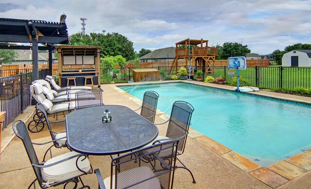 13417 Hickory Creek Dr, Haslet, TX 76052 - view of swimming pool with a fenced backyard and a patio area