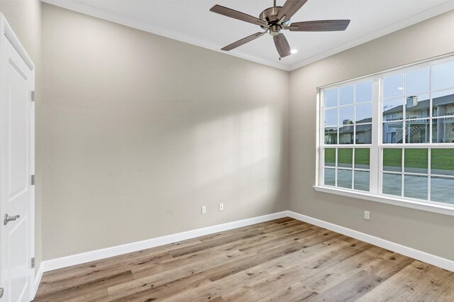 5128 Country Club Dr, Granbury, TX 76049 - unfurnished room featuring ornamental molding, wood finished floors, baseboards, and a ceiling fan