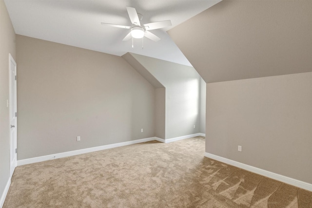 5128 Country Club Dr, Granbury, TX 76049 - additional living space featuring carpet, a ceiling fan, vaulted ceiling, and baseboards