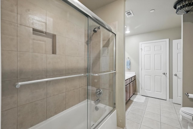 575 S Virginia Hills Dr Unit 3702, Mckinney, TX 75070 - bathroom with tile patterned flooring, shower / bath combination with glass door, vanity, toilet, and recessed lighting