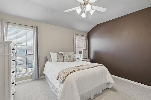 575 S Virginia Hills Dr Unit 3702, Mckinney, TX 75070 - bedroom featuring baseboards, light colored carpet, lofted ceiling, and a ceiling fan