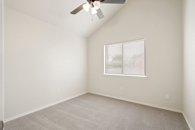 808 Brockden Dr, Mesquite, TX 75149 - spare room featuring carpet floors, ceiling fan, lofted ceiling, and baseboards