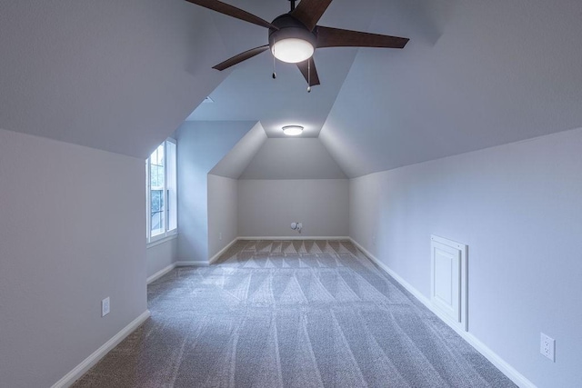 1401 Chesapeake Dr, Plano, TX 75093 - bonus room with carpet flooring, baseboards, lofted ceiling, and ceiling fan