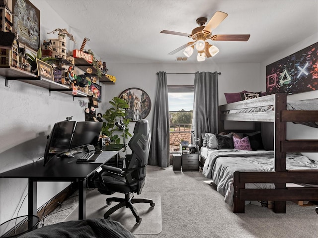 12633 Lakeview Ct, Fort Worth, TX 76179 - carpeted bedroom featuring an office area and a ceiling fan