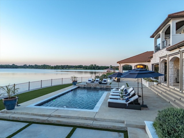 12633 Lakeview Ct, Fort Worth, TX 76179 - view of pool featuring a water view and a patio
