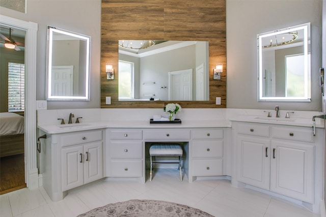 1360 Bent Trail Cir, Southlake, TX 76092 - full bath with plenty of natural light, double vanity, and tile patterned flooring